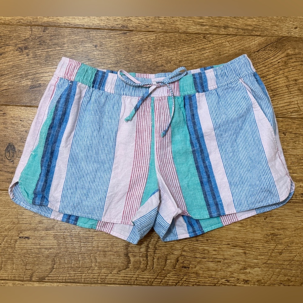 Vineyard Vines Womens Size XS Striped Linen Blend Elastic Waist Shorts Pastels